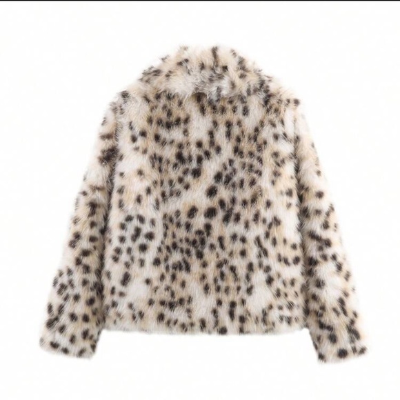 Luxury vintage style faux fur leopard fur coat gray white fur trimmed - Picture 12 of 13